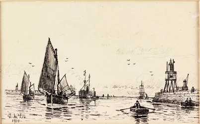 Groyne. South Shields (svart bläck på kort)